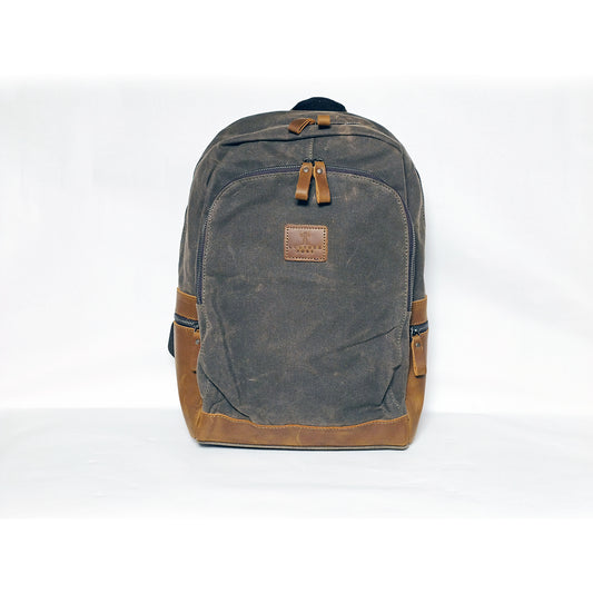 Culture Port Leather Canvas Backpack - Army Green / カルチャーポート レザーキャンバスバックパック - アーミーグリーン