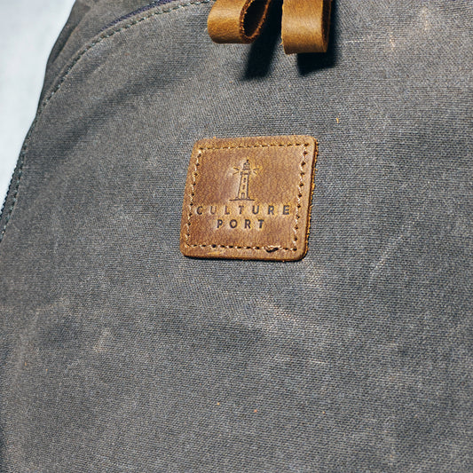 Culture Port Leather Canvas Backpack - Army Green / カルチャーポート レザーキャンバスバックパック - アーミーグリーン