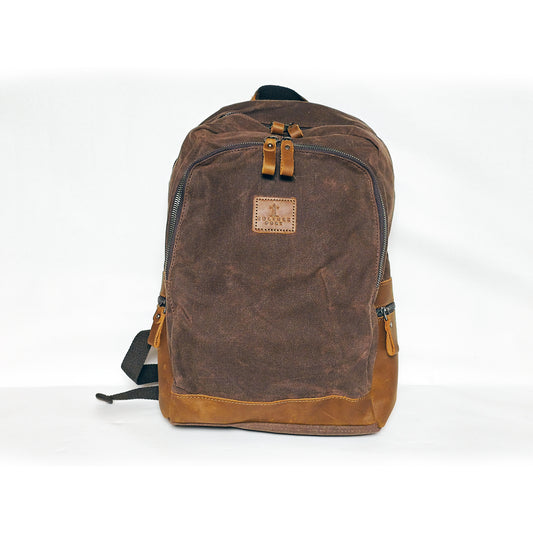 Culture Port Leather Canvas Backpack - Coffee / カルチャーポート レザーキャンバスバックパック - コーヒー