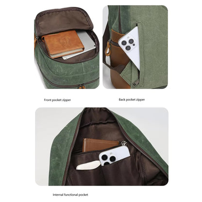 Culture Port Leather Canvas Backpack - Coffee / カルチャーポート レザーキャンバスバックパック - コーヒー