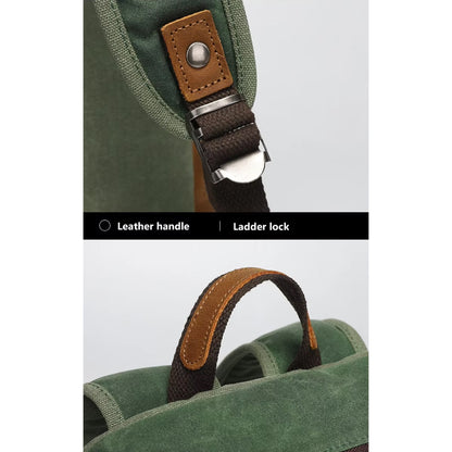Culture Port Leather Canvas Backpack - Coffee / カルチャーポート レザーキャンバスバックパック - コーヒー