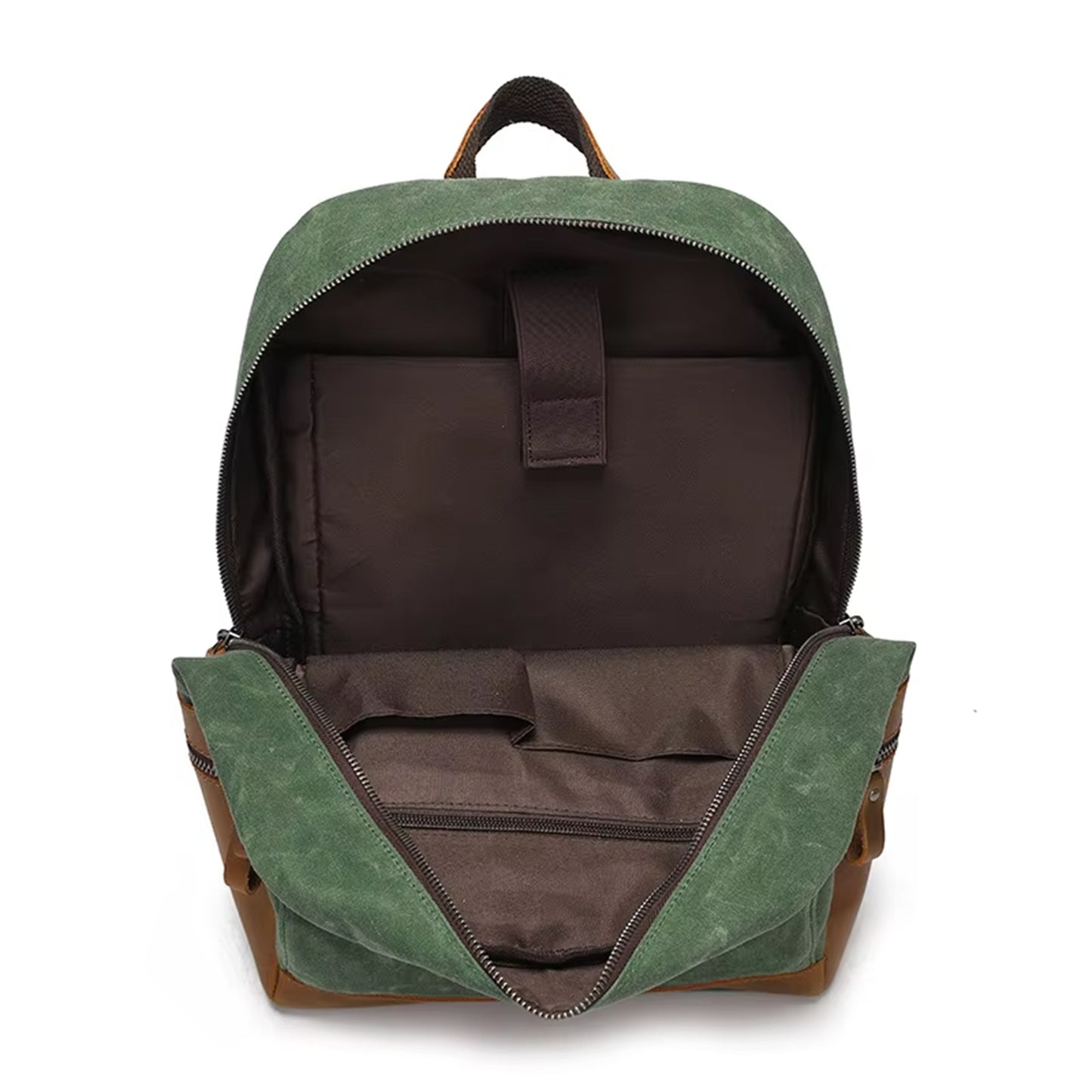 Culture Port Leather Canvas Backpack - Coffee / カルチャーポート レザーキャンバスバックパック - コーヒー