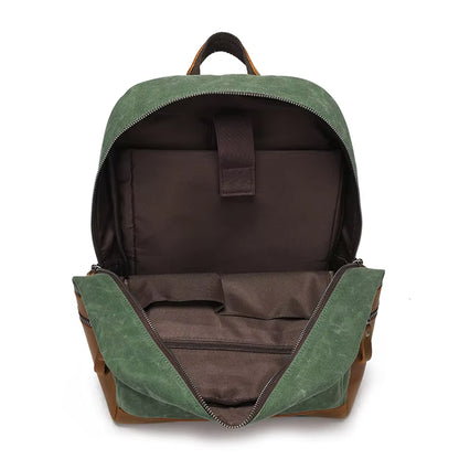 Culture Port Leather Canvas Backpack - Coffee / カルチャーポート レザーキャンバスバックパック - コーヒー