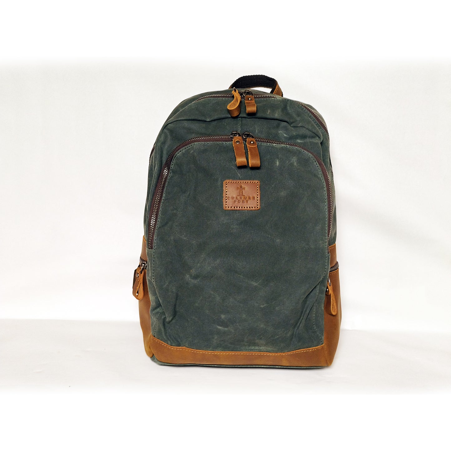 Culture Port Leather Canvas Backpack - Green / カルチャーポート レザーキャンバスバックパック - グリーン
