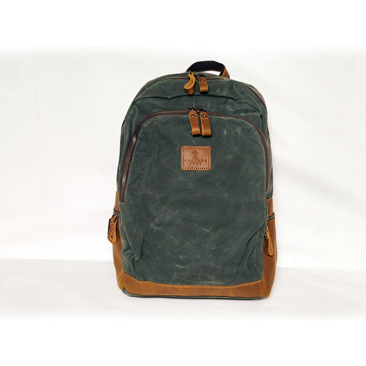 Culture Port Leather Canvas Backpack - Green / カルチャーポート レザーキャンバスバックパック - グリーン