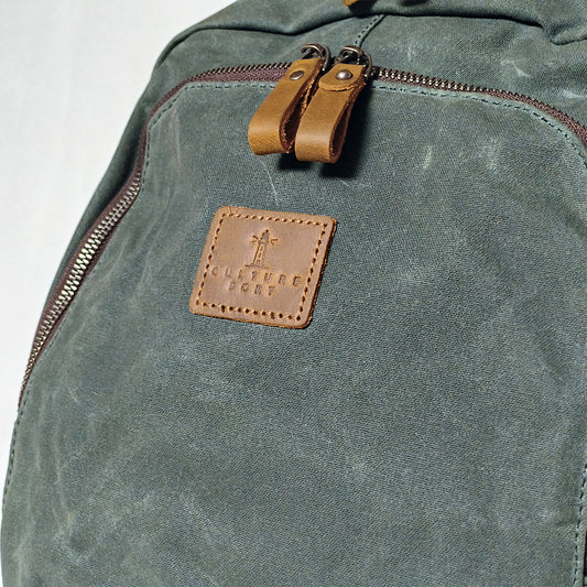 Culture Port Leather Canvas Backpack - Green / カルチャーポート レザーキャンバスバックパック - グリーン