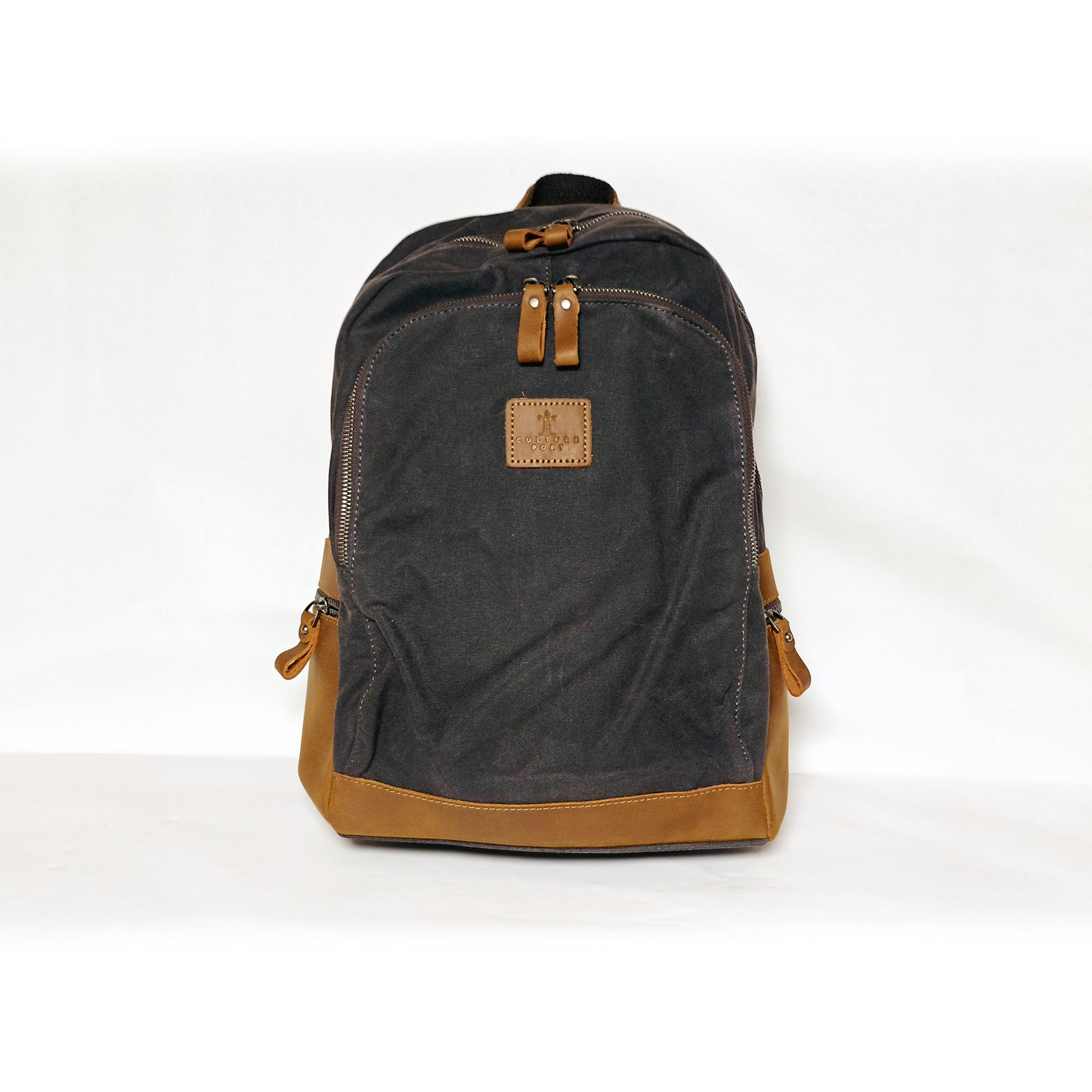 Culture Port Leather Canvas Backpack - Grey / カルチャーポート レザーキャンバスバックパック - グレー