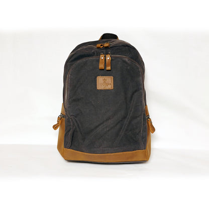 Culture Port Leather Canvas Backpack - Grey / カルチャーポート レザーキャンバスバックパック - グレー