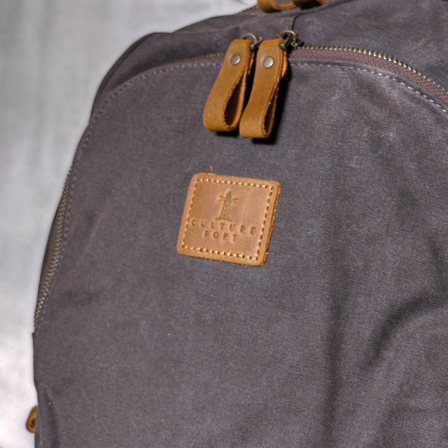 Culture Port Leather Canvas Backpack - Grey / カルチャーポート レザーキャンバスバックパック - グレー